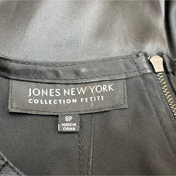 Jones New York Women's Black Sleeveless Leather Shirt Sz 6P (EUR 36) - Picture 4 of 6